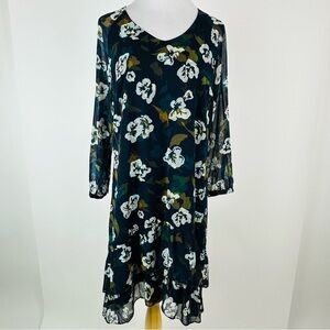 CAbi Navy Floral Pirouette Dress Size Medium Style 3460
